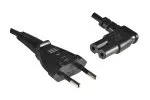 Netzkabel Eurostecker Typ C auf C7 90° (links, rechts), 0,75mm², VDE, schwarz, Länge 2,00m